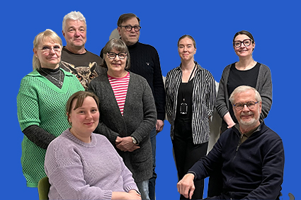 Alarivissä pj Suvi Hammar ja vpj Mika Reinholm. Takarivi vasemmalta Tuula Anttila, sihteeri Kerttu Aaltonen, Pentti Selin, rahastonhoitaja Jorma Perhe, Nella Toivanen, Mervi Levanen. Kuvasta puuttuu Hanna Mäkelä.